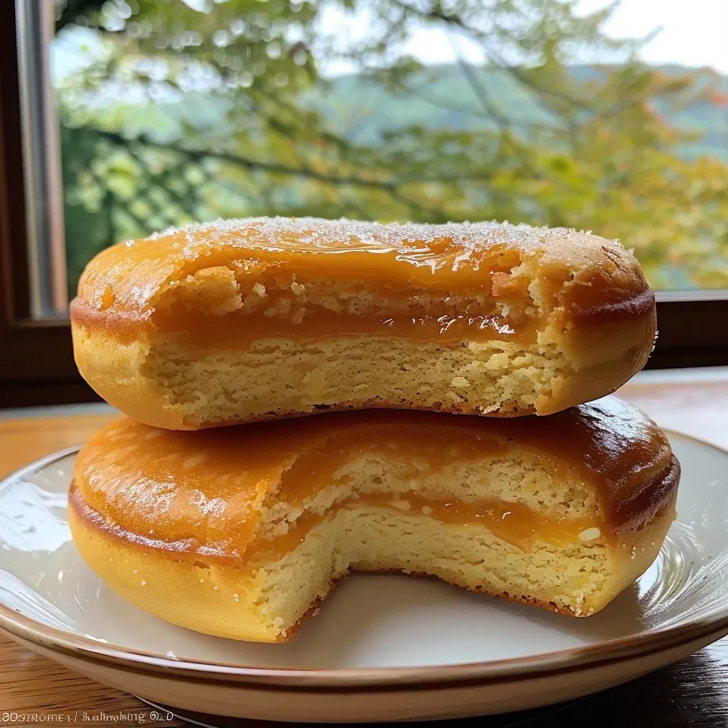 ['Close-up view of moist Hokkaido Kürbis Kekse arranged on a plate.', 'Side view of freshly baked Hokkaido Kürbis Kekse with a golden-brown crust.', 'Tasty Hokkaido Kürbis Kekse displayed with a rustic background.', 'Detailed shot of soft Hokkaido Kürbis Kekse highlighting pumpkin flavor.']