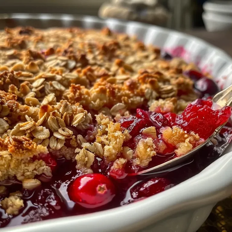 ['Close-up view of a juicy low-calorie cranberry crisp on a plate.', 'Side angle shot of a baked cranberry crisp dessert with a golden oat topping.', 'Detailed image of a cranberry crisp showcasing its glossy, fruity filling.', 'Mouth-watering close-up of a healthy cranberry crisp with visible cranberries and oats.']