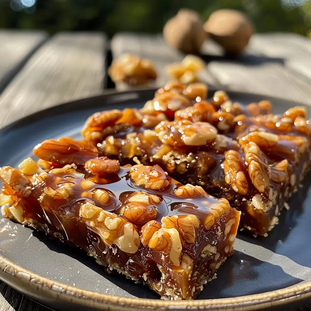 ['Close-up view of caramelized walnuts glistening with a syrupy coating.', 'Side profile of juicy caramelized walnuts, showcasing their shiny texture.', 'Detailed shot of whole walnuts coated in caramel, emphasizing their rich color.', 'Close-up image highlighting the glossy finish of freshly made caramelized walnuts.']
