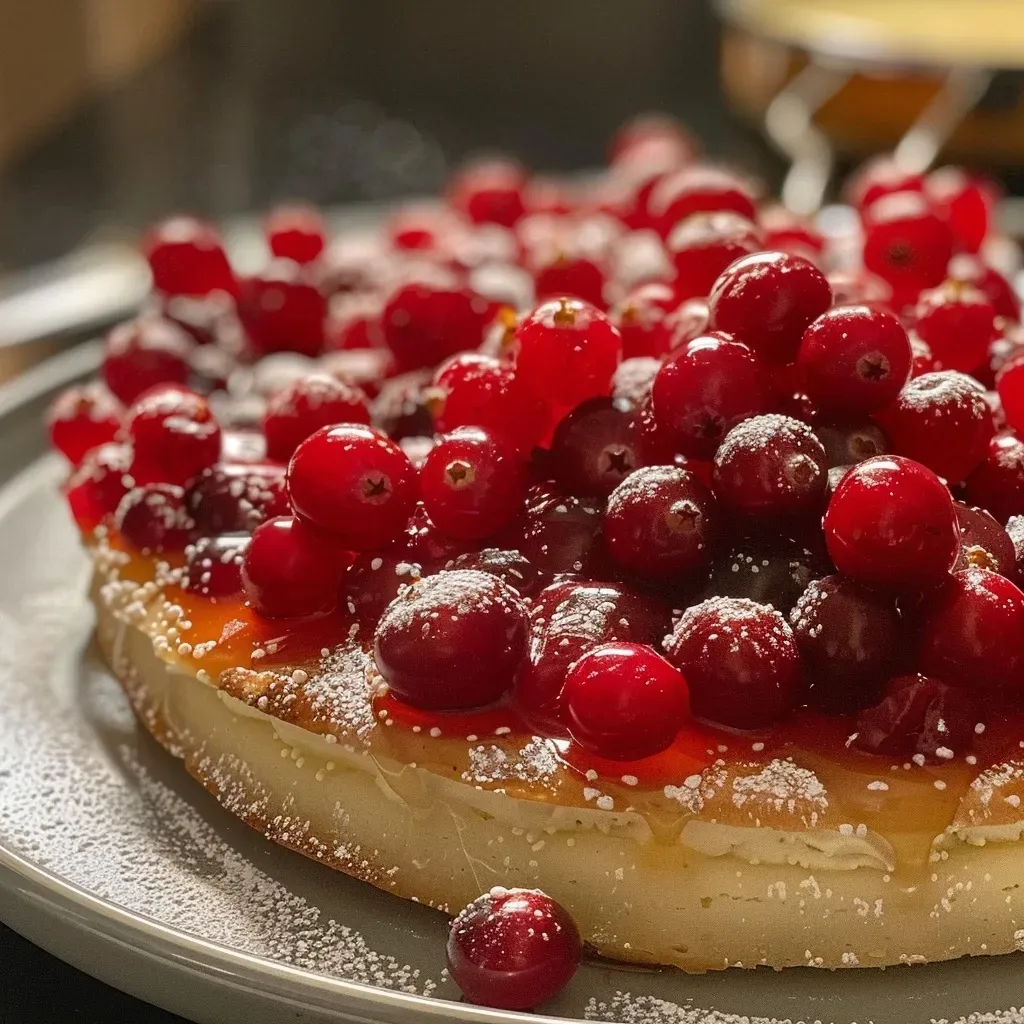 ['Close-up view of Kirsch-Cranberry jam with a glossy texture and vibrant color.', 'Juicy Kirsch-Cranberry spread in a glass jar, showcasing rich red hues.', 'Side view of homemade Kirsch-Cranberry Aufstrich with fresh cherries nearby.', 'Thick Kirsch-Cranberry jam in a small dish, highlighting its glossy consistency.']