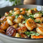 ['Close-up of a vibrant Kürbis-Gnocchi-Pfanne with pumpkin and gnocchi.', 'Side view of a hearty Kürbis Gnocchi dish featuring orange pumpkin and creamy texture.', 'Delicious Kürbis-Gnocchi-Pfanne showcasing colorful ingredients in a skillet.', 'A savory Kürbis Gnocchi meal with chunks of pumpkin and rich sauce.']