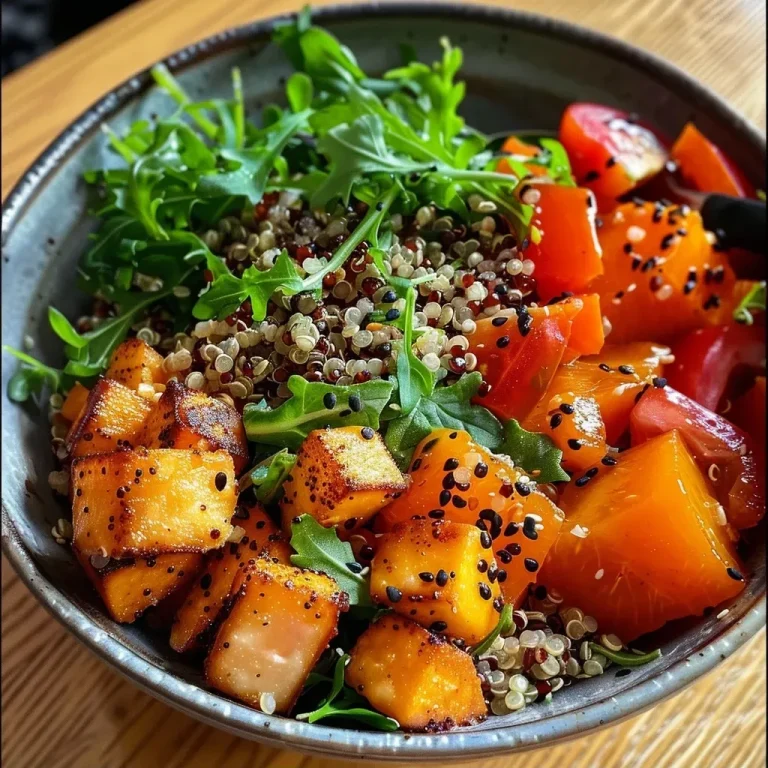 ['Close-up view of a colorful Kürbis-Quinoa Bowl featuring roasted pumpkin and fresh greens.', 'Side view of a vibrant Kürbis-Quinoa Bowl with quinoa, pumpkin, and cheese.', 'Detailed shot of a healthy Kürbis-Quinoa Bowl filled with colorful vegetables and dressing.', 'Juicy Kürbis-Quinoa Bowl showcasing a mix of quinoa, Hokkaido pumpkin, and arugula.']