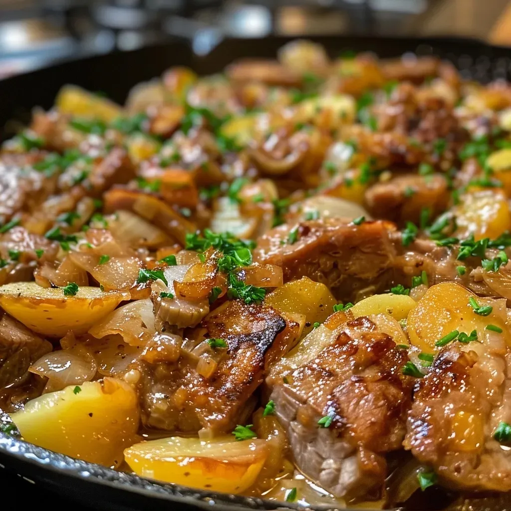 ['Close-up view of a hearty Kürbiseintopf with visible pumpkin and vegetables.', 'Side view of a rich Kürbiseintopf featuring colorful ingredients in a pot.', 'Juicy Kürbiseintopf with chunks of pumpkin and meat in a serving bowl.', 'Detailed image of a steaming Kürbiseintopf showcasing its vibrant ingredients.']