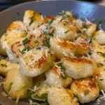 ['Close-up of golden brown low carb gnocchi on a white plate.', 'Side view of perfectly shaped low carb gnocchi with a sprinkle of Parmesan.', 'Juicy low carb gnocchi displayed on a rustic wooden surface.', 'Freshly made low carb gnocchi served with herbs and spices.']