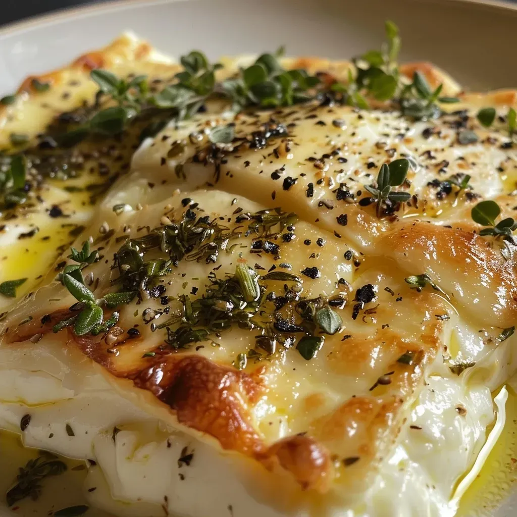 Close-up view of a baked Hokkaido squash with feta cheese and herbs.