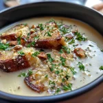 ['Creamy Pastinaken-Birnen-Suppe in a white bowl with parsley garnish.', 'Close-up of a bowl of Pastinaken-Birnen-Suppe with a smooth texture and garnished with thyme.', 'Side view of silken Pastinaken-Birnen-Suppe in a rustic bowl, highlighting its golden color.', 'A steaming bowl of Pastinaken-Birnen-Suppe, featuring a swirl of cream on top.']