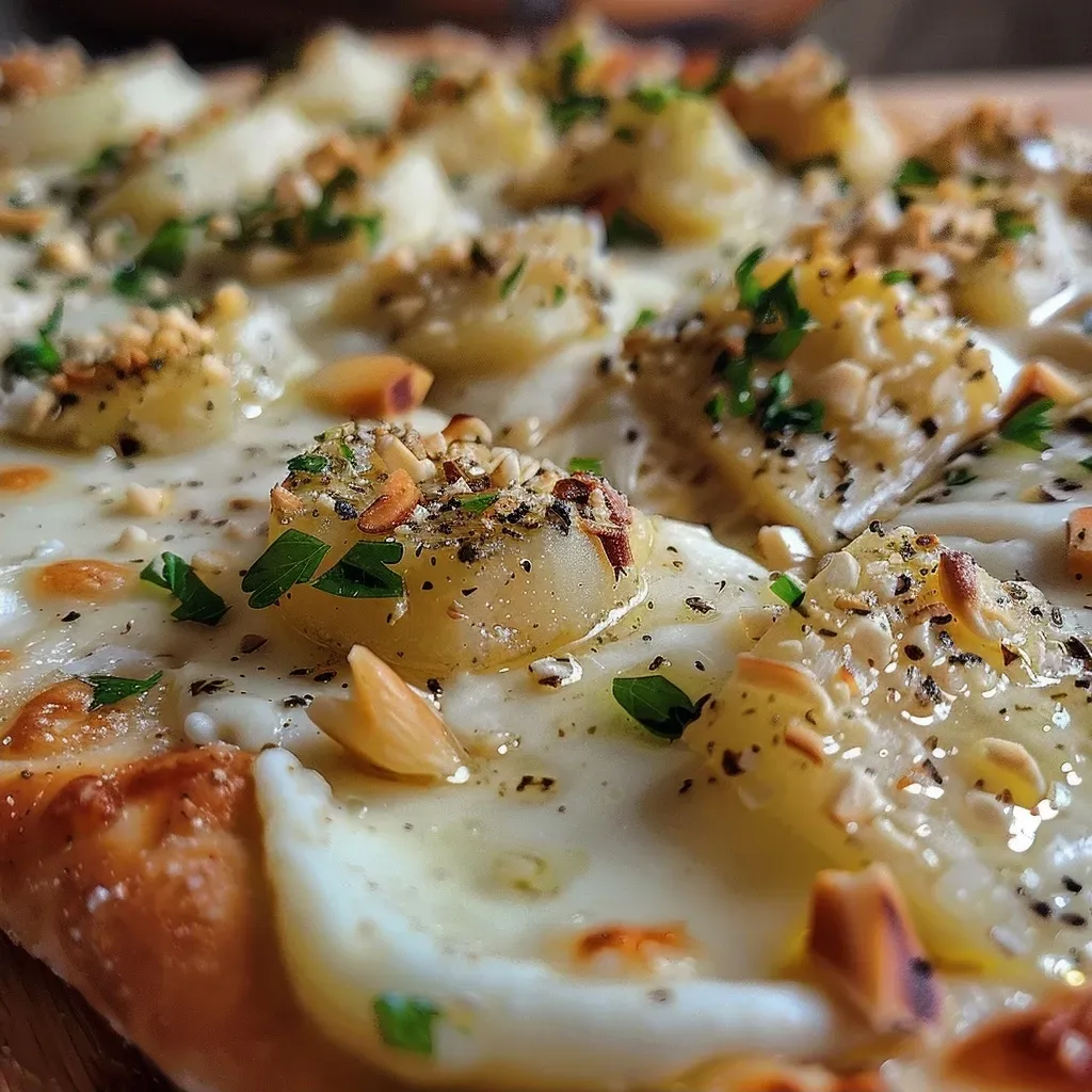 Close-up view of a creamy Quark-Gorgonzola spread with grapes on a wooden board.