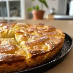 ['A close-up side view of a slice of Quittenkuchen, showcasing its golden crust and rich filling.', 'A detailed view of a juicy Quittenkuchen slice with a crumbly texture and visible quince pieces.', 'A slice of moist Quittenkuchen displayed against a soft background, highlighting its layers and toppings.', 'A vibrant slice of Quittenkuchen, featuring almond flakes on top and a shiny glaze.']