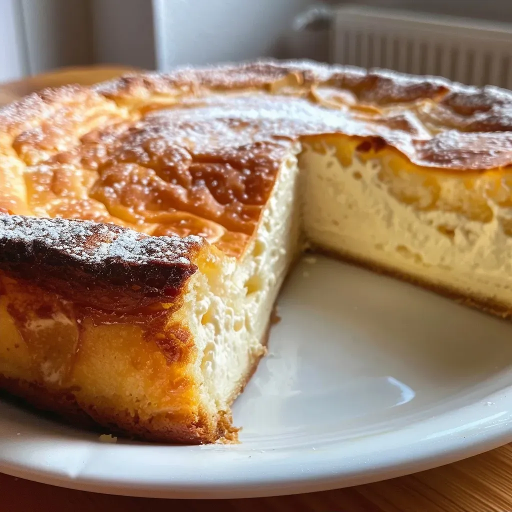 ['A close-up side view of a slice of Quittenkuchen, showcasing its golden crust and rich filling.', 'A detailed view of a juicy Quittenkuchen slice with a crumbly texture and visible quince pieces.', 'A slice of moist Quittenkuchen displayed against a soft background, highlighting its layers and toppings.', 'A vibrant slice of Quittenkuchen, featuring almond flakes on top and a shiny glaze.']
