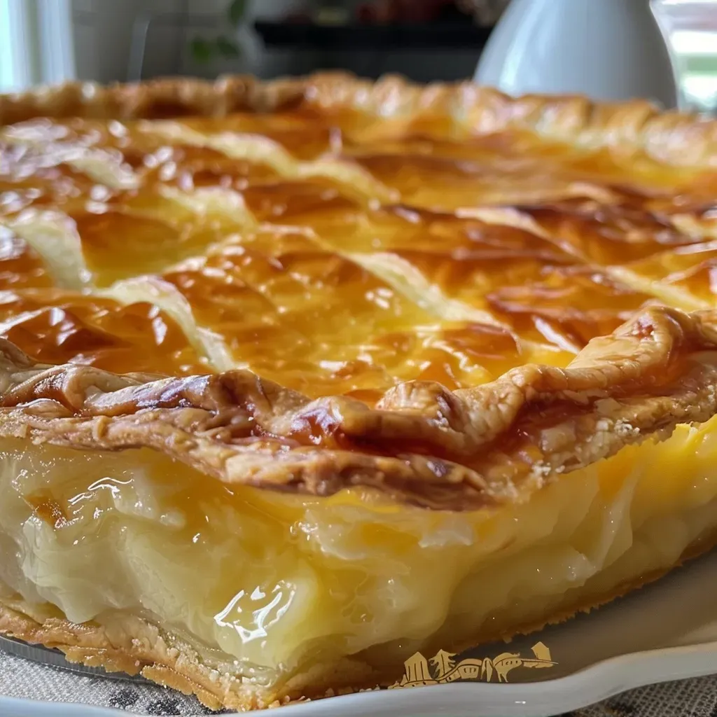 ['Close-up shot of a delicious Quittentarte, showcasing its golden crust and juicy filling.', 'Side view of a freshly baked Quittentarte with a rich quince filling, emphasizing its texture.', 'Detailed image of Quittentarte, highlighting the flaky pastry and vibrant color of the quince topping.', 'Close perspective of a Quittentarte, revealing its layers and inviting appearance.']