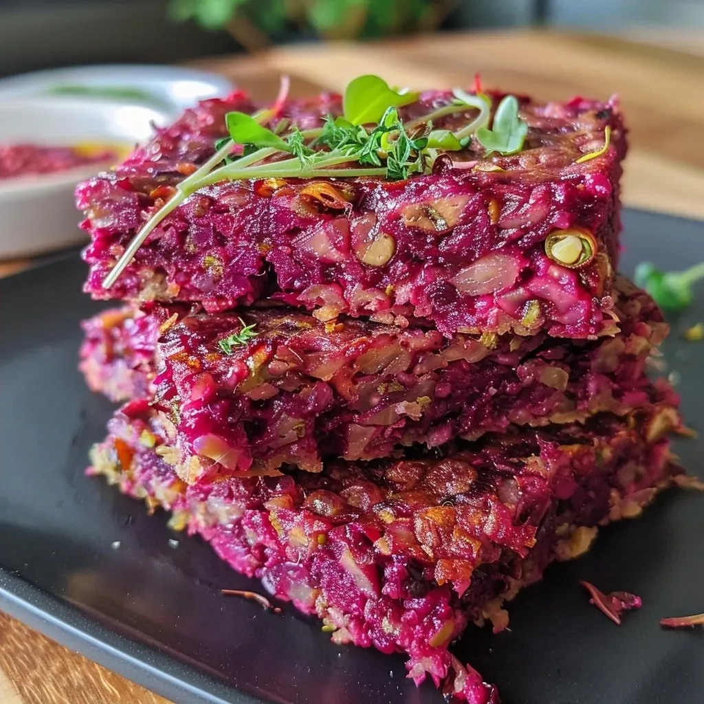 ['Close-up of a vibrant red beet pancake topped with crumbled feta and cucumber slices.', 'Side view of juicy Rote-Bete-Pfannkuchen showcasing its rich red color and garnishes.', 'A detailed shot of a beet pancake, revealing its texture and garnished with cucumber.', 'Brightly colored Rote Bete Pfannkuchen displayed with fresh toppings on a white plate.']