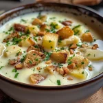 ['A creamy celery soup garnished with pear slices and hazelnuts in a white bowl.', 'Close-up of a bowl of celery soup with pear, topped with crushed hazelnuts and parsley.', 'Side view of a luscious soup made from celery and pear, decorated with hazelnuts.', 'A vibrant bowl of celery cream soup featuring pear slices and scattered hazelnuts on top.']