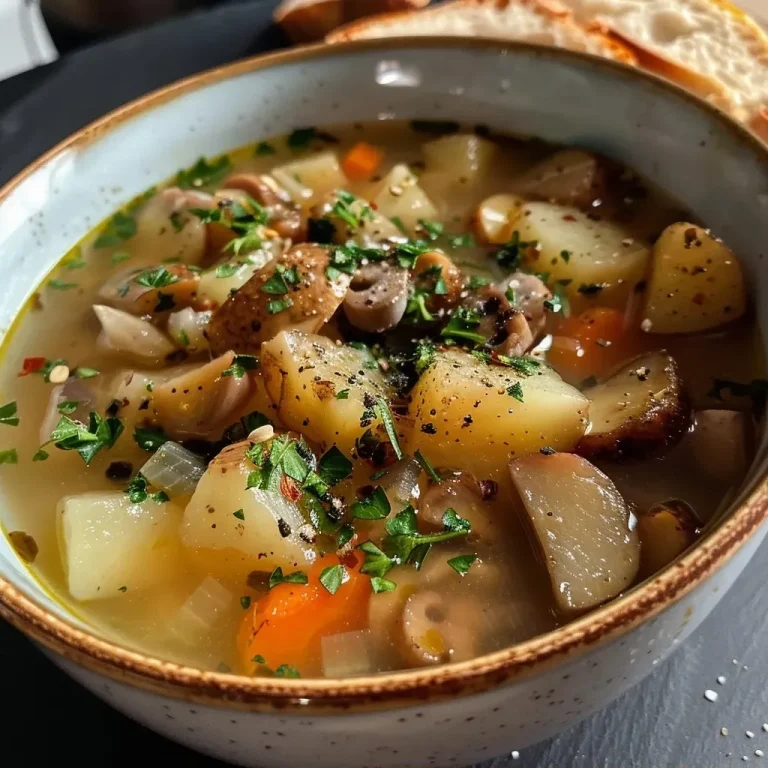 ['A close-up view of a steaming bowl of Steinpilzsuppe with mushrooms and herbs.', 'Rich, creamy Steinpilzsuppe garnished with fresh herbs and mushrooms.', 'A side view of a bowl of Steinpilzsuppe showcasing its creamy texture and ingredients.', 'Delicious Steinpilzsuppe served in a rustic bowl, highlighting pieces of mushrooms and potatoes.']