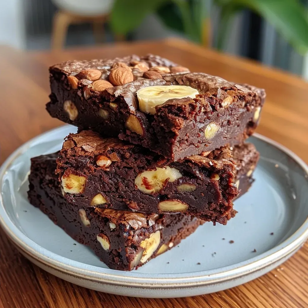 ['Close-up view of juicy Süßkartoffel Brownies with a rich chocolate color.', 'Side view of delicious Süßkartoffel Brownies showcasing a moist texture.', 'Mouth-watering Süßkartoffel Brownies displayed on a plate, highlighting their dense appearance.', 'A tempting slice of Süßkartoffel Brownies, rich in color and topped with a sprinkle of cocoa.']