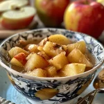 ['Close-up of a bowl of homemade applesauce with a smooth texture and visible apple pieces.', 'Side view of warm, freshly made applesauce in a bowl with a spoon beside it.', 'Creamy applesauce displayed in a clear bowl, garnished with a sprinkle of cinnamon.', 'A portion of stovetop applesauce, highlighting the rich color and chunky consistency of the dish.']