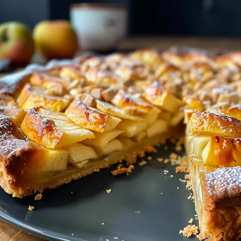 ['Close-up view of a juicy vegan apple cake with a golden-brown crust and visible apple chunks.', 'Side view of a moist vegan apple cake showcasing its soft interior and crumbly exterior.', 'Detailed look at a slice of vegan apple cake, highlighting its rich texture and apple pieces.', 'Angle shot of a vegan apple cake slice, revealing the layers and the warm, inviting color.']