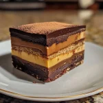 ['Close-up side view of a moist 4-ingredient cake featuring pumpkin and chocolate.', 'A delectable slice of chocolate pumpkin cake, showcasing its rich texture and vibrant color.', 'Side view of a beautifully plated 4-ingredient cake, highlighting its glossy chocolate topping and pumpkin base.', 'Slice of 4-Zutaten-Kuchen with a luscious chocolate glaze, emphasizing its creamy consistency.']