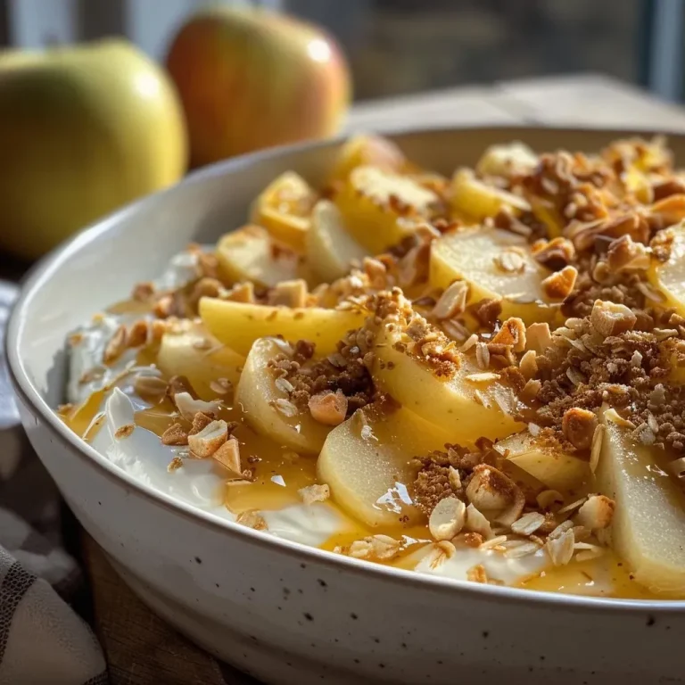 ['A close-up side view of a bowl filled with Apfel-Zimt-Quark, showcasing apples and cinnamon.', 'Juicy Apfel-Zimt-Quark in a bowl, with visible apple chunks and a dusting of cinnamon.', 'A side view of a creamy dessert featuring Apfel-Zimt-Quark, highlighting its texture and ingredients.', 'Close-up image of Apfel-Zimt-Quark, emphasizing the fresh apple slices and cinnamon on top.']