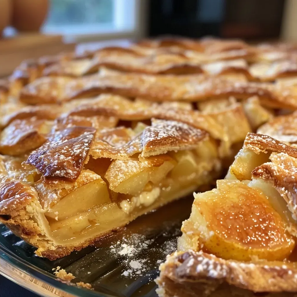 ['Close-up of a juicy Apfelauflauf dessert with baked apple slices on top.', 'Side view of Apfelauflauf showcasing its golden crust and apple filling.', 'Detailed shot of a delicious homemade Apfelauflauf highlighting its moist texture.', 'Appetizing view of freshly baked Apfelauflauf with apple slices and golden edges.']