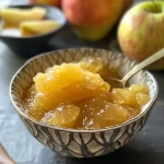['Close-up view of homemade apple spread and apple marmalade in jars.', 'Freshly made apple spread and marmalade with apples and spices in the background.', 'Side view of two jars containing apple spread and apple marmalade on a wooden table.', 'Appetizing display of apple marmalade and spread, showcasing their rich textures.']