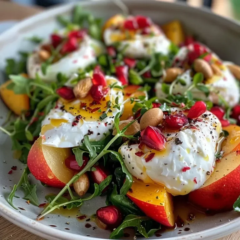 ['A close-up view of a Birnen-Burrata salad featuring vibrant green field salad, slices of ripe pears, creamy burrata cheese, and caramelized walnuts.', 'Side view of a delicious Birnen-Burrata salad showcasing fresh ingredients like field salad, pears, and burrata, garnished with pomegranate seeds.', 'Close-up of a beautifully arranged Birnen-Burrata salad with field greens, slices of pear, burrata, and crunchy caramelized walnuts, set against a neutral background.', 'Juicy Birnen-Burrata salad captured from the side, highlighting the textures of creamy cheese, fresh greens, and sweet walnuts.']