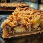 ['A close-up side view of a juicy Birnen Topfen Streusel dessert, highlighting its layers and texture.', 'Detailed side view of a delicious slice of Birnen Topfen Streusel, showcasing its pear filling and crumbly top.', 'Close-up image of Birnen Topfen Streusel, with emphasis on the golden-brown streusel and succulent pears.', 'A mouthwatering view of a slice of Birnen Topfen Streusel, revealing its creamy texture and fruit topping.']