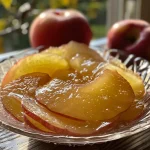 ['A close-up view of glistening Birnenkompott, featuring sliced ripe pears in a syrupy sauce.', 'A side view of Birnenkompott, showing juicy pears in a homemade sauce with a cinnamon stick.', 'A detailed look at Birnenkompott in a bowl, highlighting the smooth texture and rich color of the pear mixture.', 'A vibrant image of Birnenkompott, emphasizing the fresh pear chunks surrounded by syrup.']