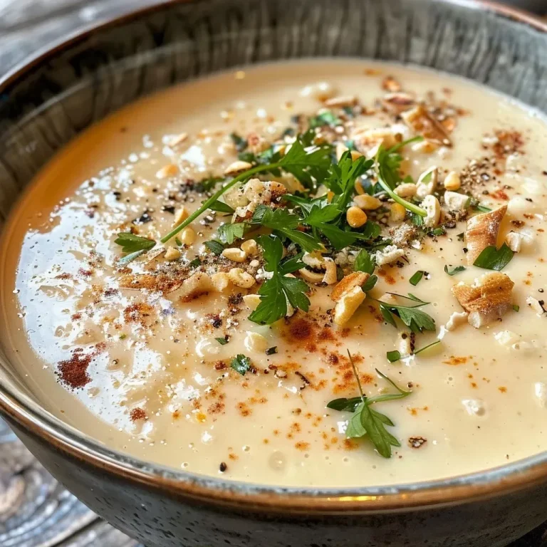 ['A bowl of creamy pear soup garnished with cinnamon and floating dough balls.', 'Close-up view of Birnensuppe with Klüten, showcasing rich texture and toppings.', 'Delicious pear soup in a bowl, featuring cinnamon dust and fluffy dumplings on top.', 'Side view of a serving of pear soup with Klüten, highlighting its inviting appearance.']