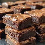 ['Close-up of rich, fudgy brownies with a glossy surface, displaying a delicious texture.', 'Side view of freshly baked brownies, showing their moist interior and chocolatey goodness.', 'A tempting close-up of homemade brownies, highlighting their shiny crust and soft center.', 'Savory brownies captured from the side, illustrating their decadent layers and chocolate chunks.']