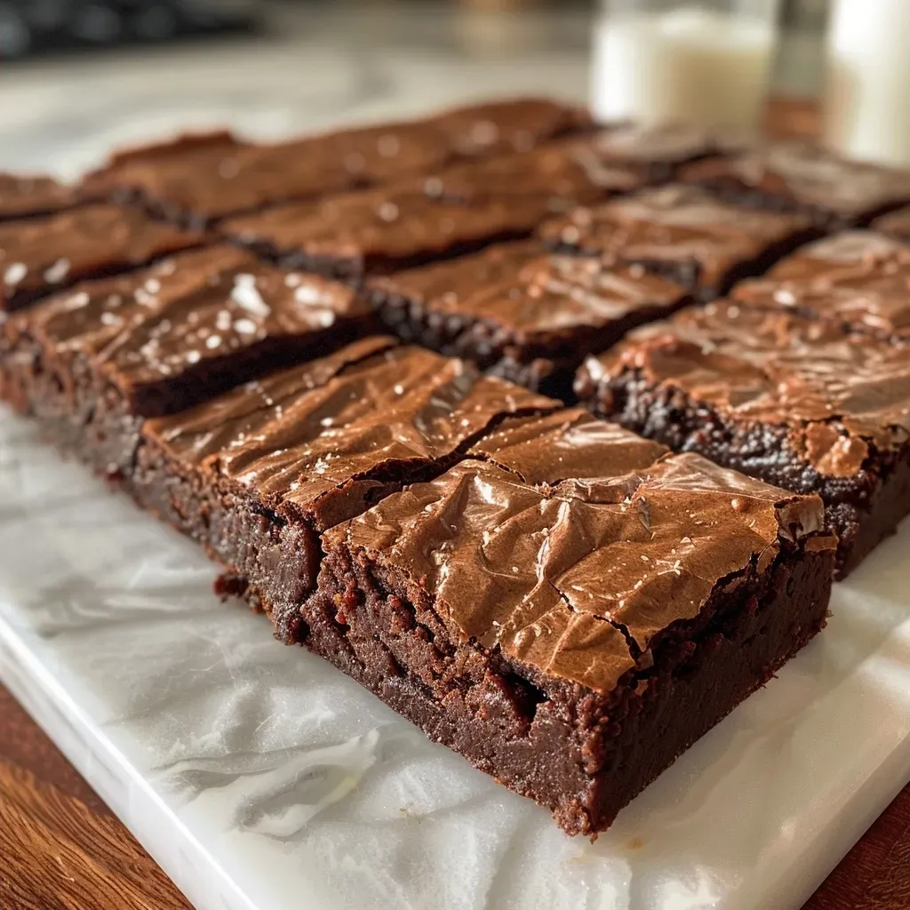 ['Close-up of rich, fudgy brownies with a glossy surface, displaying a delicious texture.', 'Side view of freshly baked brownies, showing their moist interior and chocolatey goodness.', 'A tempting close-up of homemade brownies, highlighting their shiny crust and soft center.', 'Savory brownies captured from the side, illustrating their decadent layers and chocolate chunks.']