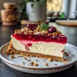 ['Close-up shot of beetroot cheesecake bites topped with crushed pistachios.', 'Side view of colorful cheesecake squares featuring red beet and green pistachios.', 'Juicy cheesecake pieces displayed on a plate, garnished with pistachio crumbs.', 'Tasty cheesecake bites with a vibrant beetroot layer and a sprinkle of nuts.']