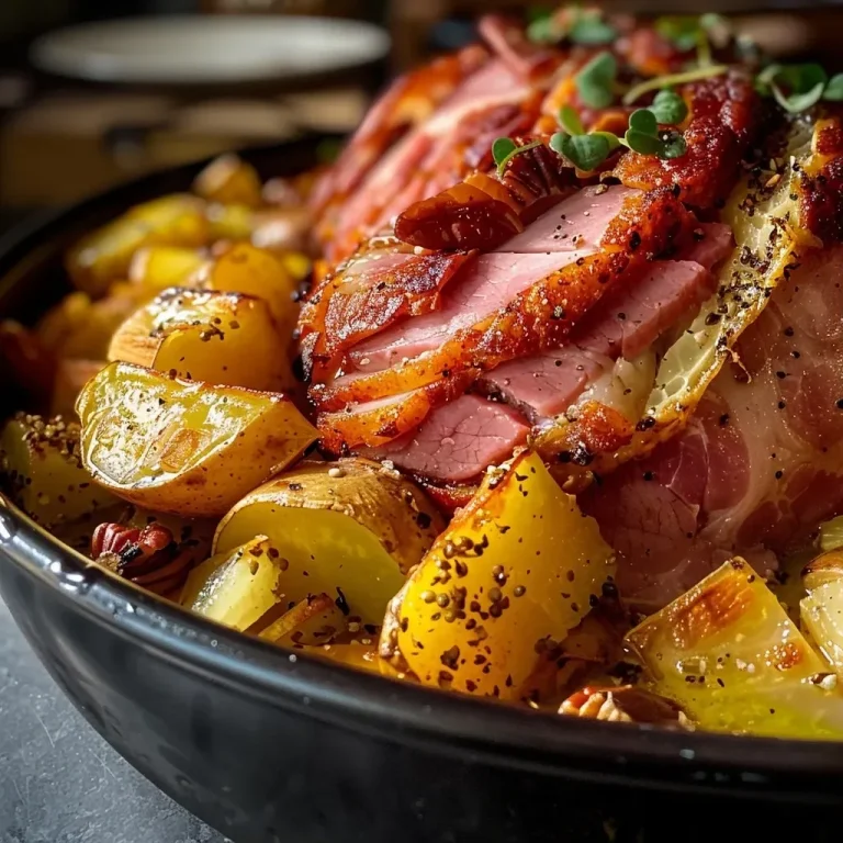 ['Close-up of a hearty stew with pears, green beans, and bacon.', 'Side view of a savory dish featuring bacon, beans, and sliced pears.', 'Juicy Eintopf in a bowl, showcasing ingredients like bacon and green beans.', 'Colorful presentation of a stew with pears and green beans.']