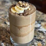 ['Thick and creamy Magic Mushroom Smoothie with a drizzle of chocolate hazelnut butter.', 'Close-up of a luscious smoothie, garnished with whipped cream and surrounded by ingredients.', 'Side view of a vibrant Magic Mushroom Smoothie in a glass, showcasing its creamy texture.', 'A refreshing smoothie topped with plant-based whipped cream and a chocolate drizzle.']
