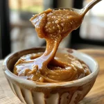 ['Close-up of a jar filled with low-calorie protein caramel sauce on a wooden surface.', 'Side view of a creamy caramel sauce drizzled on a dessert plate.', 'Image of a glossy protein caramel sauce in a clear container with a spoon beside it.', 'Thick, golden caramel sauce shown in a small bowl against a blurred background.']