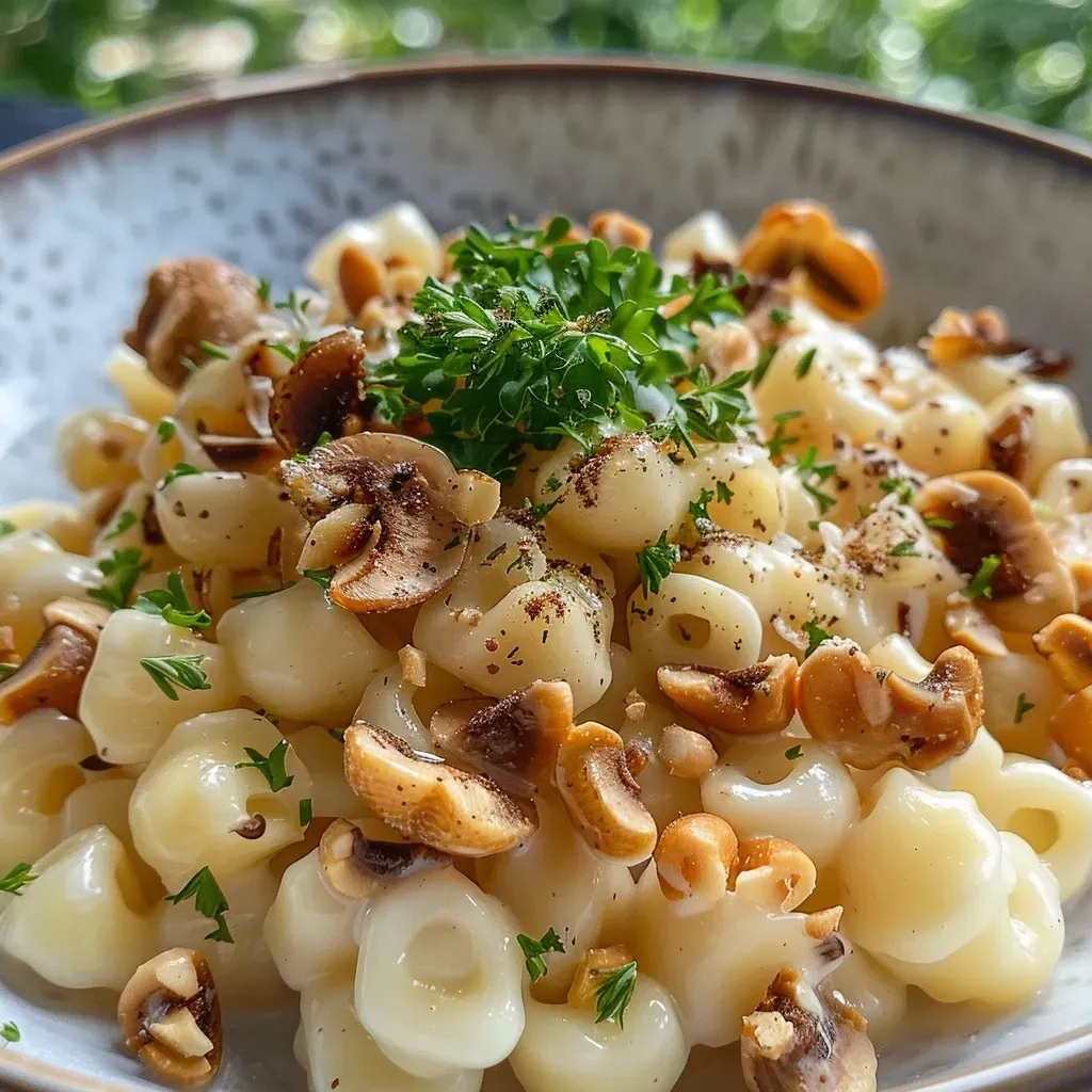 ['Close-up of golden-brown Haselnuss-Spätzle garnished with herbs.', 'Side view of delicious nutty Spätzle with a smooth texture.', 'Juicy Haselnuss-Spätzle presented on a plate showcasing its rich color.', 'A serving of Haselnuss-Spätzle highlighted against a dark background.']