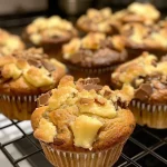 ['Side view of a Hokkaido muffin showcasing a golden brown top with a slightly glossy texture.', 'Close-up of a freshly baked Hokkaido muffin with visible pumpkin flecks and a rich color.', 'Detailed side profile of a warm Hokkaido muffin, highlighting its fluffy interior and crispy edges.', 'Juicy Hokkaido muffin from the side, featuring a soft texture and a sprinkle of spices.']