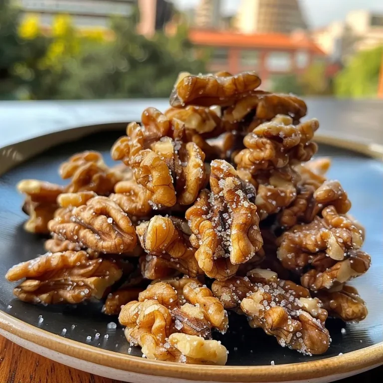 ['Close-up of caramelized walnuts on a wooden surface, glistening with syrup.', 'Side view of shiny, golden-brown caramelized walnuts in a small bowl.', 'A cluster of glossy caramelized walnuts with a rich, glossy texture.', 'Juicy caramelized walnuts scattered on a plate, showcasing their sweet glaze.']