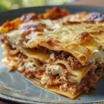 ['Close-up of a juicy, layered Klassische Lasagne, featuring cheese and herbs.', 'Side view of a delicious Klassische Lasagne, showcasing melted cheese and rich tomato sauce.', 'Detail of Klassische Lasagne with visible layers of meat, sauce, and cheese.', 'Appetizing Klassische Lasagne served in a dish, highlighting its savory ingredients.']