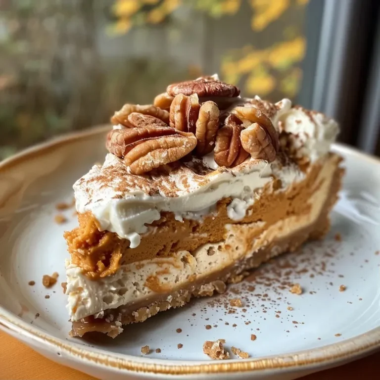 ['A close-up side view of a slice of pumpkin cheesecake topped with whipped cream and nuts.', 'A detailed shot of creamy pumpkin cheesecake with a buttery crust, adorned with a sprinkle of cinnamon sugar.', 'A slice of pumpkin cheesecake displayed on a plate, featuring a rich, smooth texture and festive toppings.', 'Side profile of a decadent pumpkin cheesecake slice, showcasing its creamy filling and garnished with chopped pecans.']