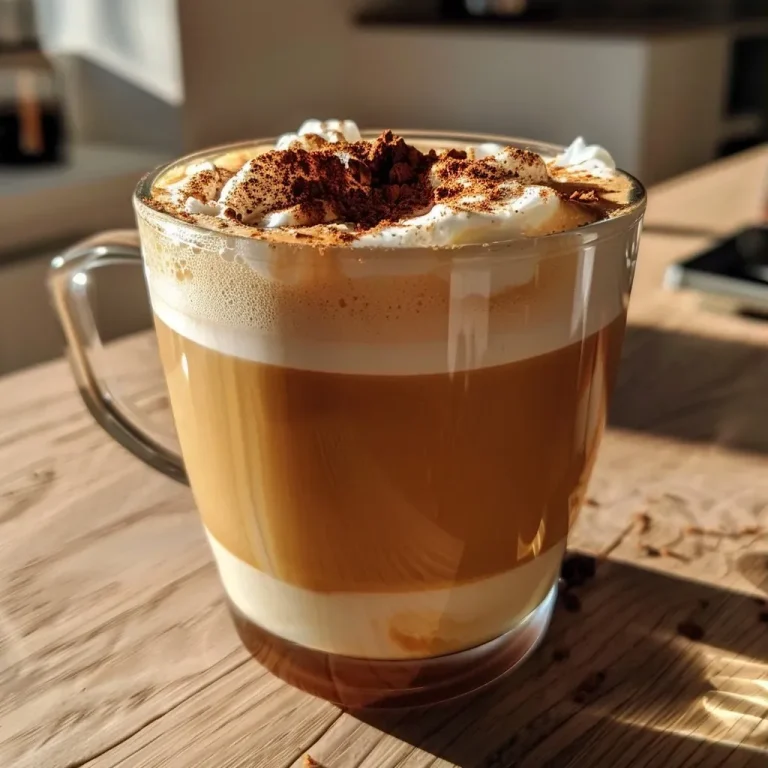 ['A close-up of a Kürbis Latte in a clear glass, showing a creamy texture topped with whipped cream and cinnamon.', 'Side view of a Kürbis Latte with a rich orange color, garnished with whipped cream and cinnamon sticks.', 'A detailed shot of a Kürbis Latte showcasing its foam art, with spices sprinkled on top.', 'A close view of a Kürbis Latte in a decorative mug, featuring a swirl of whipped cream and a dusting of cinnamon.']