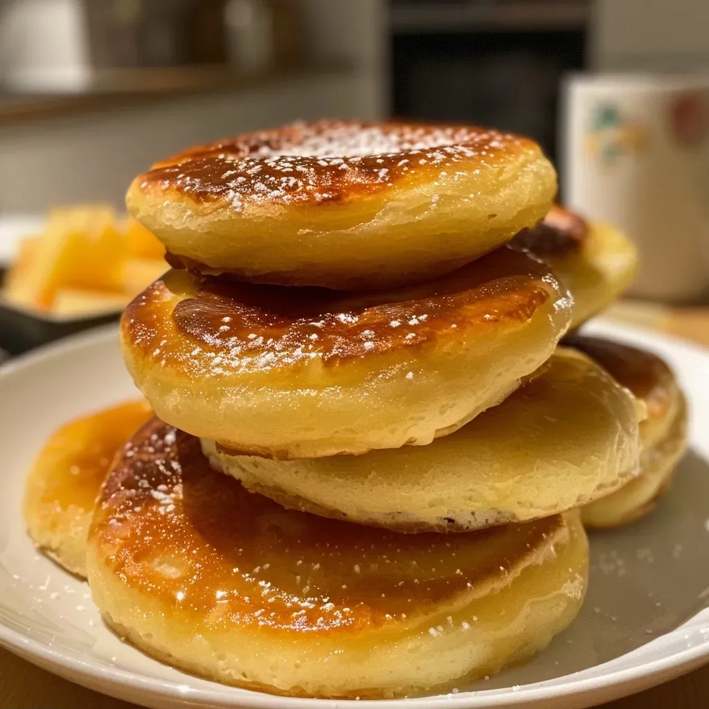 ['A close-up side view of delicious Kürbis-Pfannkuchen on a plate, showcasing its golden-brown surface.', 'Juicy Kürbis-Pfannkuchen with a thick, fluffy texture, viewed from the side against a simple background.', 'A mouth-watering slice of Kürbis-Pfannkuchen, highlighting its vibrant orange color and soft layers.', 'Side view of scrumptious Kürbis-Pfannkuchen, capturing the intricate details of its ingredients and texture.']