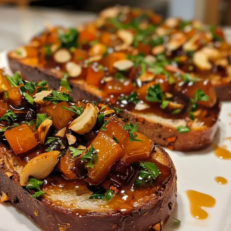 ['Juicy Kürbis toasts topped with vegetables and nuts on sourdough bread.', 'Side view of Kürbis toasts featuring pumpkin and herbs on a wooden surface.', 'Close-up of Hokkaido pumpkin toasts garnished with nuts and fresh herbs.', 'Colorful Kürbis toasts showcasing sliced pumpkin and onions, served on bread.']