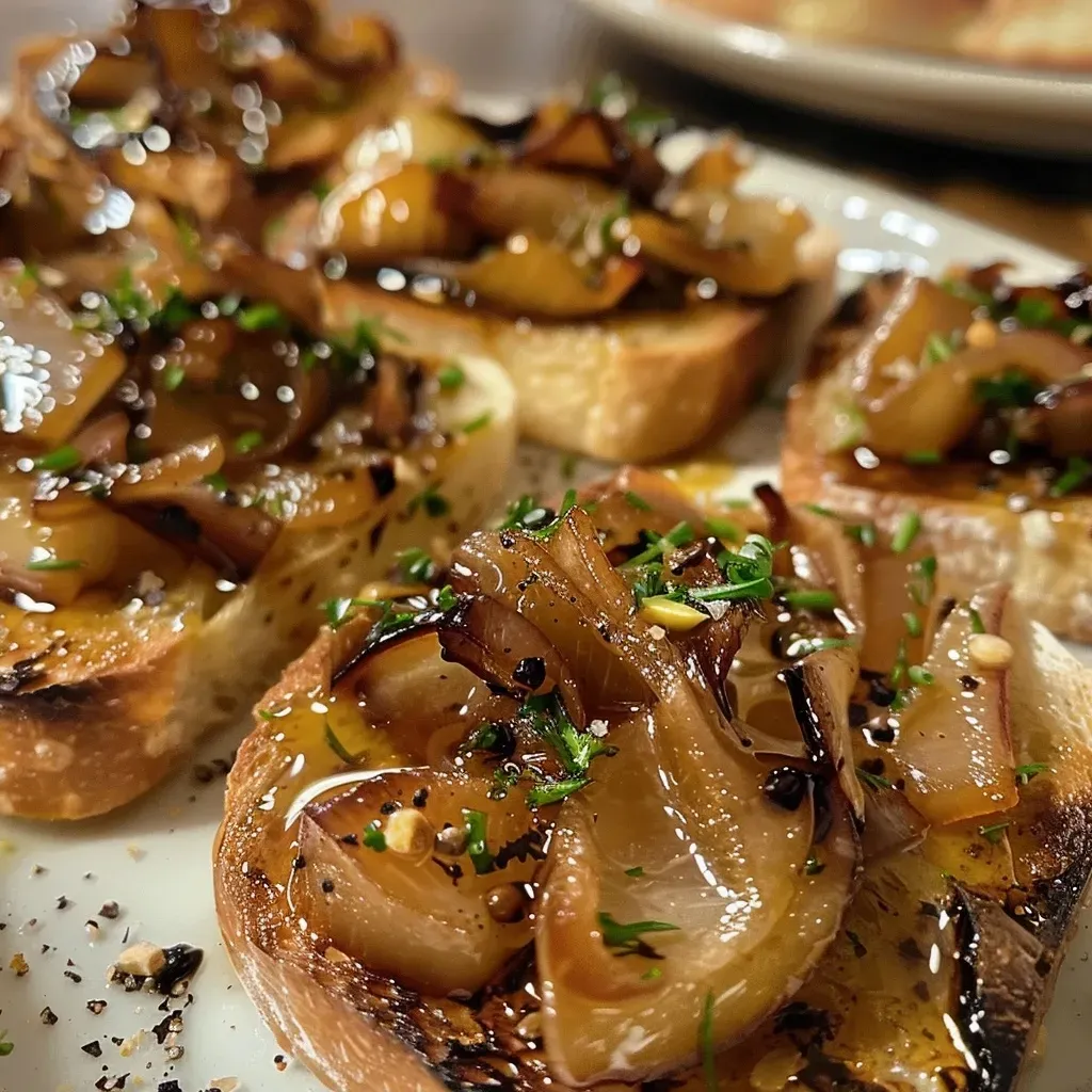 ['Juicy Kürbis toasts topped with vegetables and nuts on sourdough bread.', 'Side view of Kürbis toasts featuring pumpkin and herbs on a wooden surface.', 'Close-up of Hokkaido pumpkin toasts garnished with nuts and fresh herbs.', 'Colorful Kürbis toasts showcasing sliced pumpkin and onions, served on bread.']