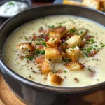 ['A close-up view of Lauchsuppe with caramelized pears and goat cheese.', 'Bowls of Lauchsuppe garnished with pear slices and goat cheese.', 'Creamy Lauchsuppe featuring sliced pears and crumbled goat cheese.', 'A side view of a bowl of Lauchsuppe topped with caramelized pears.']