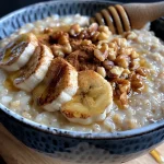 ['Close-up view of Maronen-Porridge topped with figs and poppy seeds.', 'Delicious Maronen-Porridge served in a bowl, featuring roasted chestnuts.', 'Side view of creamy Maronen-Porridge, garnished with cinnamon and honey.', 'A bowl of Maronen-Porridge with a rich texture and a hint of vanilla.']