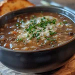 ['Close-up view of a creamy Maronensuppe in a bowl with garnishes.', 'Side view of a delicious bowl of Maronensuppe, showcasing its texture.', 'A rich and creamy Maronensuppe served with a dollop of crème fraîche.', 'Warm Maronensuppe in a rustic bowl with visible maronen and herbs.']