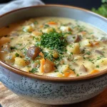 ['Creamy Pastinaken-Birnen-Suppe in a white bowl, garnished with fresh thyme.', 'A close-up view of a bowl of Pastinaken-Birnen-Suppe, showcasing its smooth texture.', 'Side view of a steaming bowl of Pastinaken-Birnen-Suppe with visible pear slices.', 'Delicious creamy soup made from parsnips and pears in a rustic bowl.']