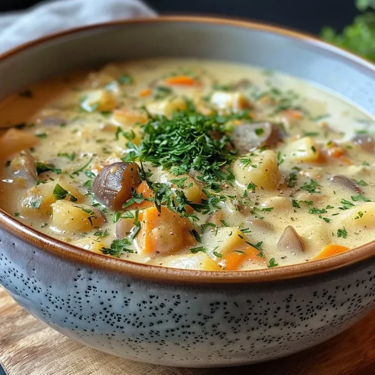 ['Creamy Pastinaken-Birnen-Suppe in a white bowl, garnished with fresh thyme.', 'A close-up view of a bowl of Pastinaken-Birnen-Suppe, showcasing its smooth texture.', 'Side view of a steaming bowl of Pastinaken-Birnen-Suppe with visible pear slices.', 'Delicious creamy soup made from parsnips and pears in a rustic bowl.']