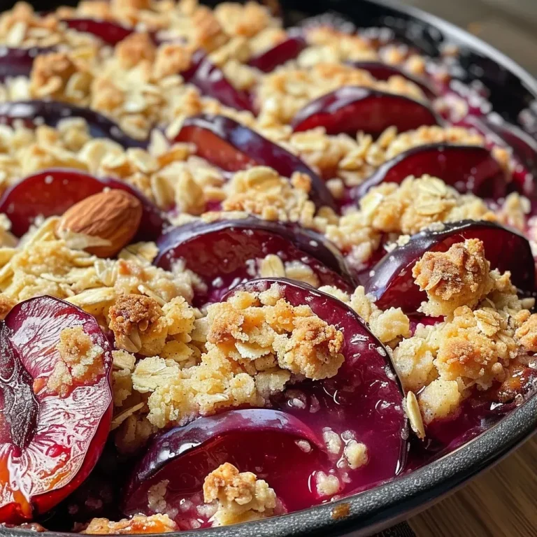 ['Close-up of a baked plum crumble with a golden topping and visible chunks of plums.', 'Side view of a juicy crumble dish, showcasing plums, hazelnuts, and a crumbly texture.', 'Detailed image of a muscovado crumble with tarragon and roasted hazelnuts on a plate.', 'Close-up view of a delicious crumble, highlighting the plums and crumbly topping.']
