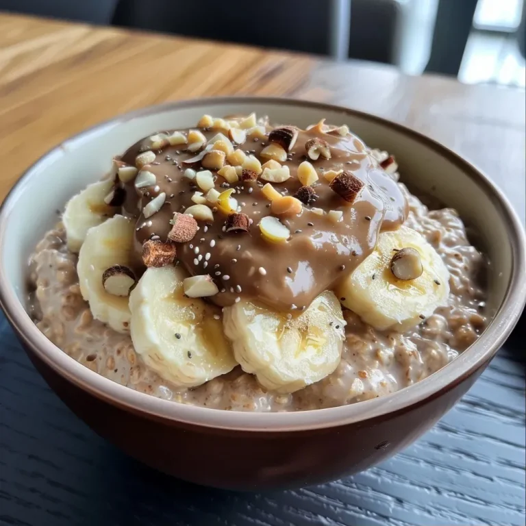 ['A close-up side view of creamy protein caramel porridge in a bowl, topped with banana slices and nuts.', 'Delicious protein caramel porridge featuring oats and almond milk, garnished with banana and optional nuts.', 'A vibrant bowl of protein caramel porridge with a smooth texture, decorated with banana slices and a sprinkle of nuts.', 'A side view of warm protein caramel porridge enriched with banana and nuts, highlighting its creamy consistency.']